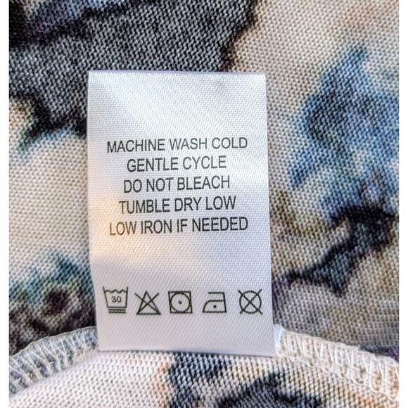 Nina Leonard Duster Cardigan XL Black Cream Bold Floral Print Open Front Pockets - Picture 11 of 11